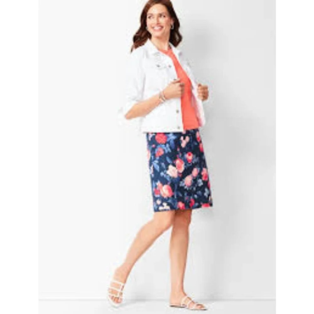 Talbots Petite Floral Canvas‎ A-Line Skirt Women's Size 14P